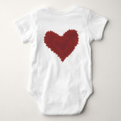 甘いベビーの名前かわいい赤いハート ベビーボディスーツ (裏面)