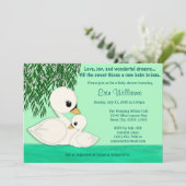 甘いベビーの白鳥のベビーシャワーの招待のお母さんのキス 招待状 (スタンド正面)
