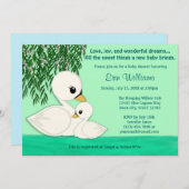 甘いベビーの白鳥のベビーシャワーの招待のお母さんのキス 招待状 (正面/裏面)