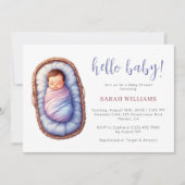 甘いベビーをバスケッ男女兼用ドシャワー 招待状 (正面)