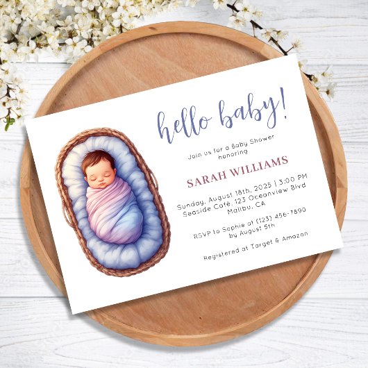 甘いベビーをバスケッ男女兼用ドシャワー 招待状