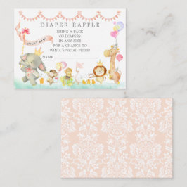 甘いベビーアニマルズパレードおむつラッフルチケット エンクロージャーカード