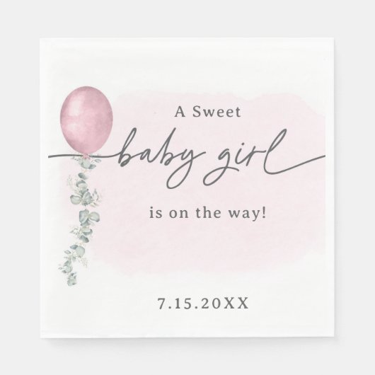 甘いベビーガールの赤ちゃんシャワー スタンダードランチョンナプキン (正面)