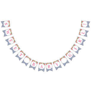 甘いベビーガールカンキツスペインのタイルベビーシャワー バンティングフラッグ