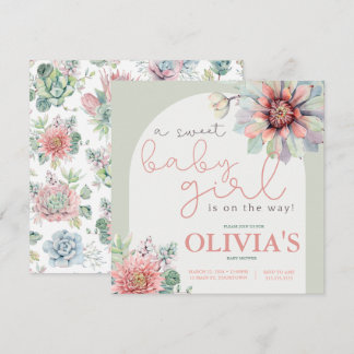 甘いベビーガールデザートカボスシャワー招待状 招待状