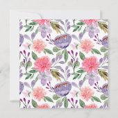 甘いベビーガールパープル&ピンクフローラベビーシャワー 招待状 (裏面)