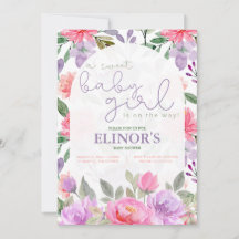 甘いベビーガールパープル&ピンクフローラベビーシャワー