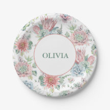 甘いベビーガールパープル&ピンクベビーシャワープレート