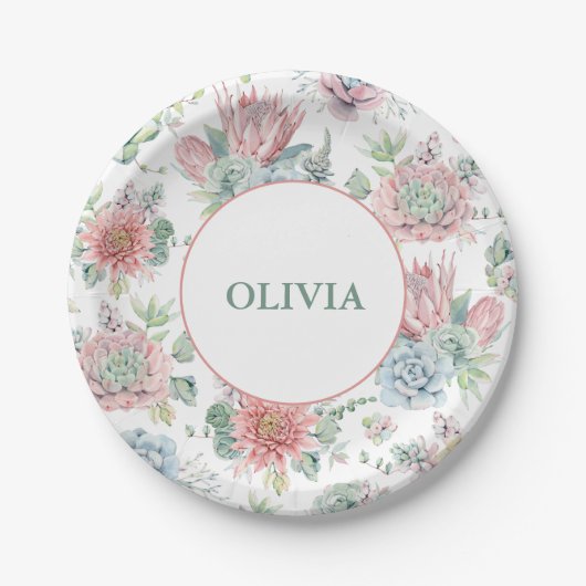 甘いベビーガールパープル&ピンクベビーシャワープレート ペーパープレート (正面)