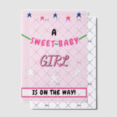 甘いベビーガールピンクのベビーシャワースター ベラム紙招待状 (オフセット (招待状))