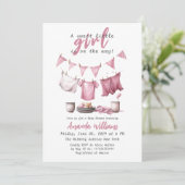 甘いベビーガールピンクボホクロセスラインベビーシャワー 招待状 (スタンド正面)