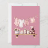 甘いベビーガールピンクボホクロセスラインベビーシャワー 招待状 (裏面)