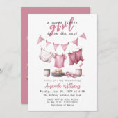 甘いベビーガールピンクボホクロセスラインベビーシャワー 招待状 (正面/裏面)