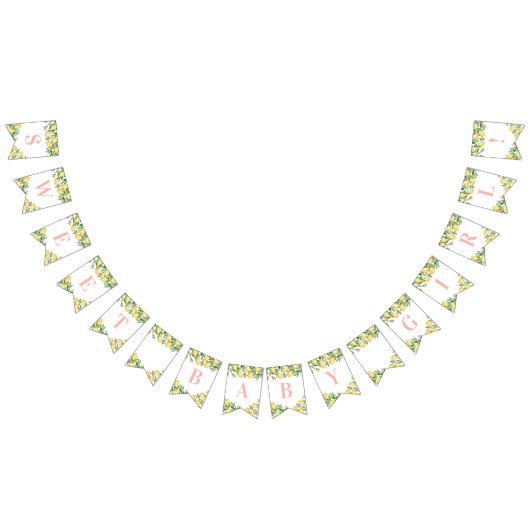 甘いベビーガールピンクレモンシトラスベビーシャワー バンティングフラッグ (全)
