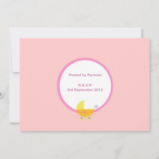 甘いベビーガールベビーシャワー招待状 招待状 (裏面)