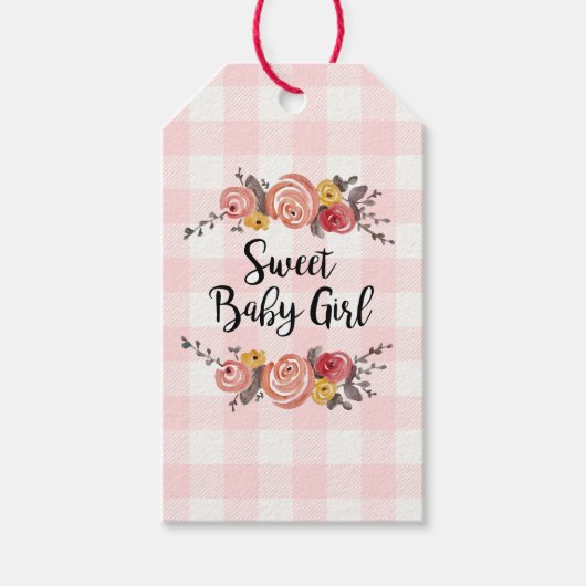 甘いベビーガールベビーシャワー ギフトタグ (正面)
