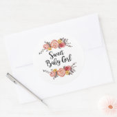 甘いベビーガールベビーシャワー ラウンドシール (封筒)