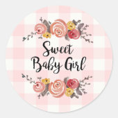 甘いベビーガールベビーシャワー ラウンドシール (正面)