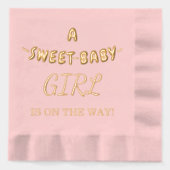 甘いベビーガールベビーシャワー 箔ナプキン (正面)