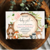 甘いベビーガール木版かわいい動物のベビースシャワー 招待状