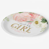 甘いベビーガール赤面ピンクのフローラベビーシャワー ペーパープレート (アングル)