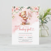 甘いベビーガールteddy bear赤面春の花 招待状 (スタンド正面)