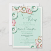 甘いベビーグリーンドーナツ水の色ベビーシャワー 招待状 (正面)