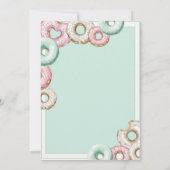 甘いベビーグリーンドーナツ水の色ベビーシャワー 招待状 (裏面)