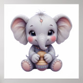甘いベビーゾウのウォールアート – 子供部屋ポスター ポスター (正面)
