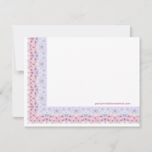 甘いベビーピンクと紫の赤ちゃんシャワー 招待状 (裏面)
