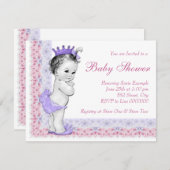 甘いベビーピンクと紫の赤ちゃんシャワー 招待状 (正面/裏面)