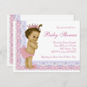甘いベビーピンクと紫の赤ちゃんシャワー 招待状 (正面/裏面)