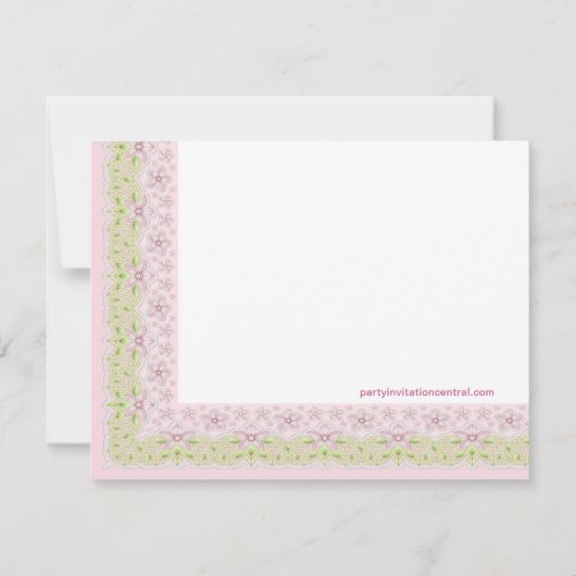 甘いベビーピンクと緑の赤ちゃんシャワー 招待状 (裏面)