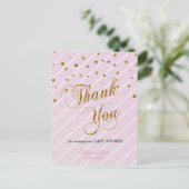甘いベビーピンクと金ゴールド紙吹雪 – ありがとう ポストカード (スタンド正面)