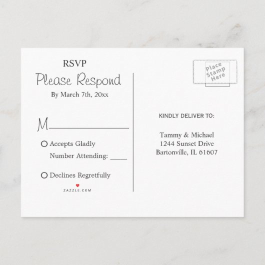 甘いベビーピンクと金ゴールド紙吹雪- RSVP 2 インビテーションポストカード (裏面)