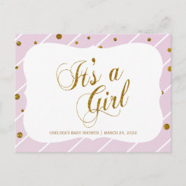 甘いベビーピンクと金ゴールド紙吹雪- RSVP 2 インビテーションポストカード