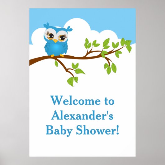 甘いベビーフクロウ男の子のシャワーのポスター ポスター (正面)