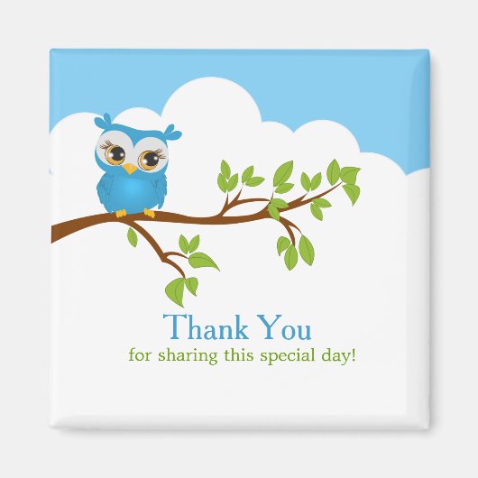 甘いベビーフクロウ男の子サンキューマグネット マグネット (正面)