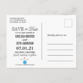 甘いベビーブルーと金ゴールド紙吹雪 – 日付を保存 案内ポストカード (裏面)