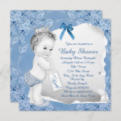 甘いベビーブルーベビーシャワー 招待状 (正面/裏面)