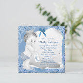 甘いベビーブルーベビーシャワー 招待状 (スタンド正面)