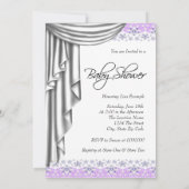 甘いベビーラベンダーとグレーベビーシャワー 招待状 (裏面)