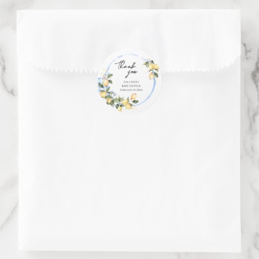 甘いベビーレモンベビーシャワーありがとうステッカー ラウンドシール (バッグ)