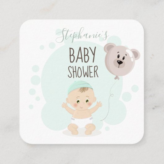 甘いベビー及びベビー用クマ風船ブック スクエア名刺 (裏面)