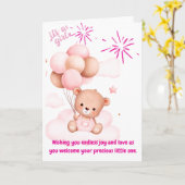 甘いベビー恵みカード – おめでとうございます カード (黄色い花)