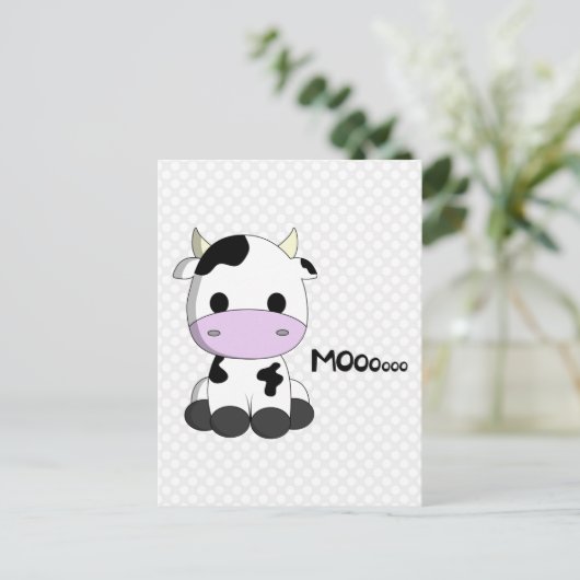 甘いベビー牛の漫画かわいいの子供のはがき ポストカード (スタンド正面)