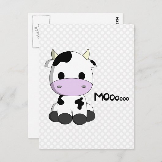 甘いベビー牛の漫画かわいいの子供のはがき ポストカード (正面/裏面)