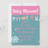 甘いベビー物干しシャワーカード 招待状 (正面)