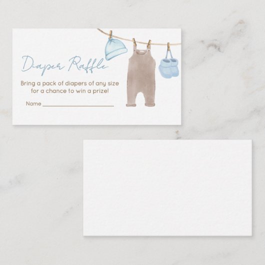 甘いベビー物干し用ベビーシャワーおむつラッフル エンクロージャーカード (正面/裏面)