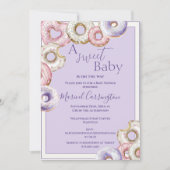 甘いベビー紫色のドーナツ水の色ベビーシャワー 招待状 (正面)